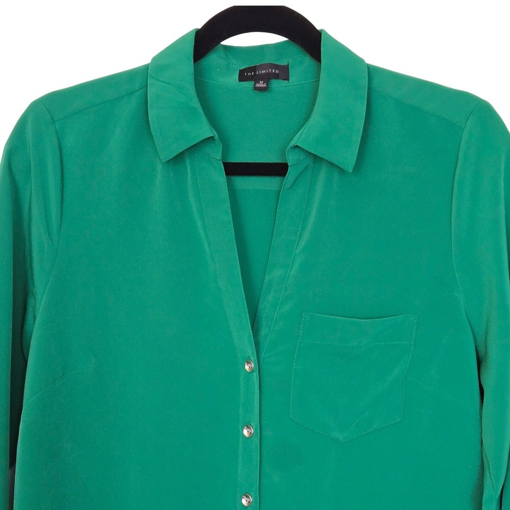 The Limited Green Shirt Dress Size M Button Front Long Sleeve‎ Tunic - Picture 3 of 10